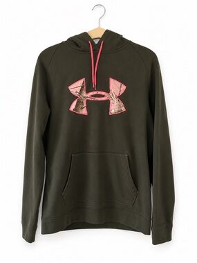 Under Armour Storm Women’s Gold Gear Hoodie Sweatshirt Sz M Green and Pink